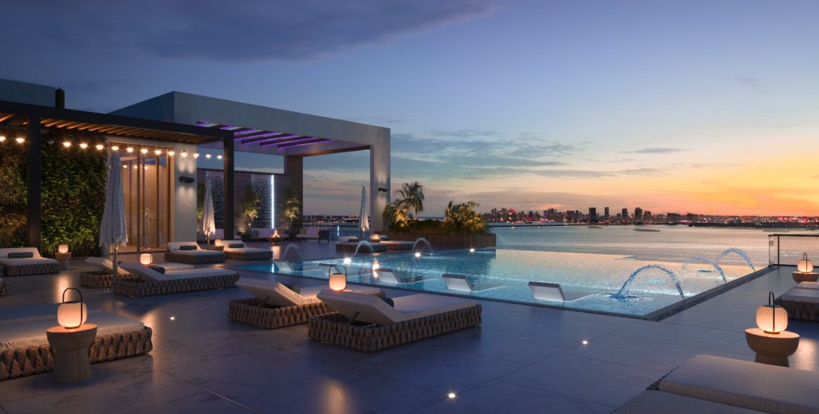 Waterfront rezydencja w Miami z rooftop basenem i wellness